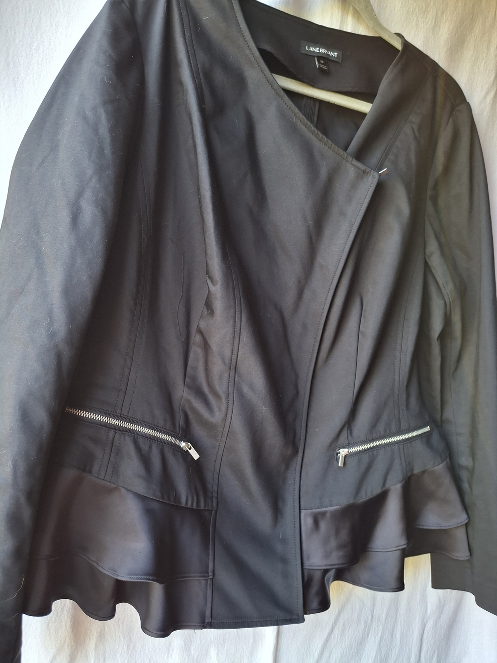 Lane Bryant Black Peplum Zip-Accent Jacket